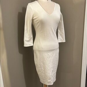 Lulus Winter White VNeck Long Sleeve Dress Size Small